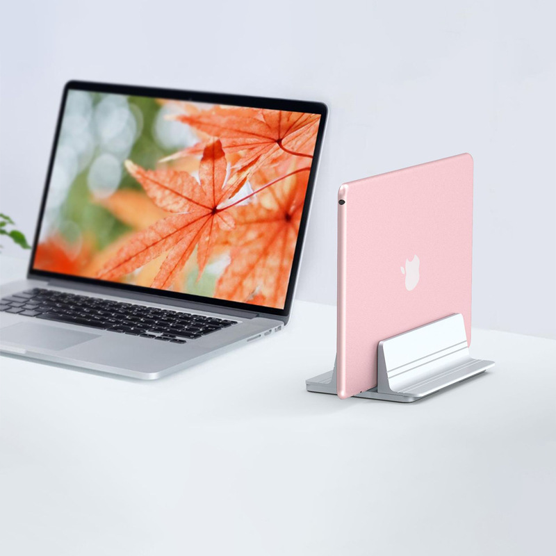 Double storage vertical notebook book computer aluminum alloy stand base desktop dual slot heat dissipation storage stand