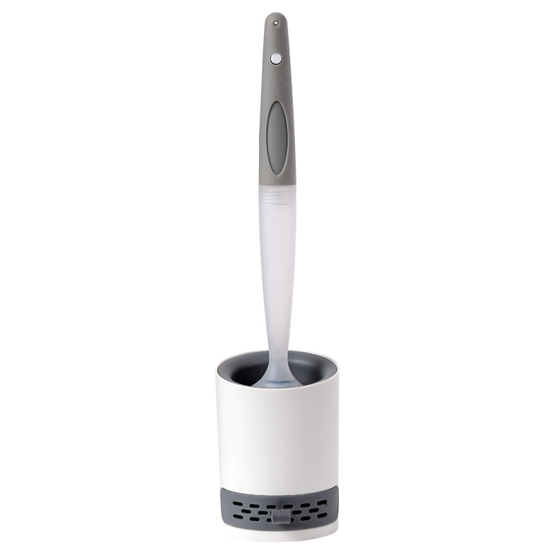 New Bristle Toilet Brush with Base, Toilet Cleaning Brush Set, Bathroom Long Handle Plastic Brush