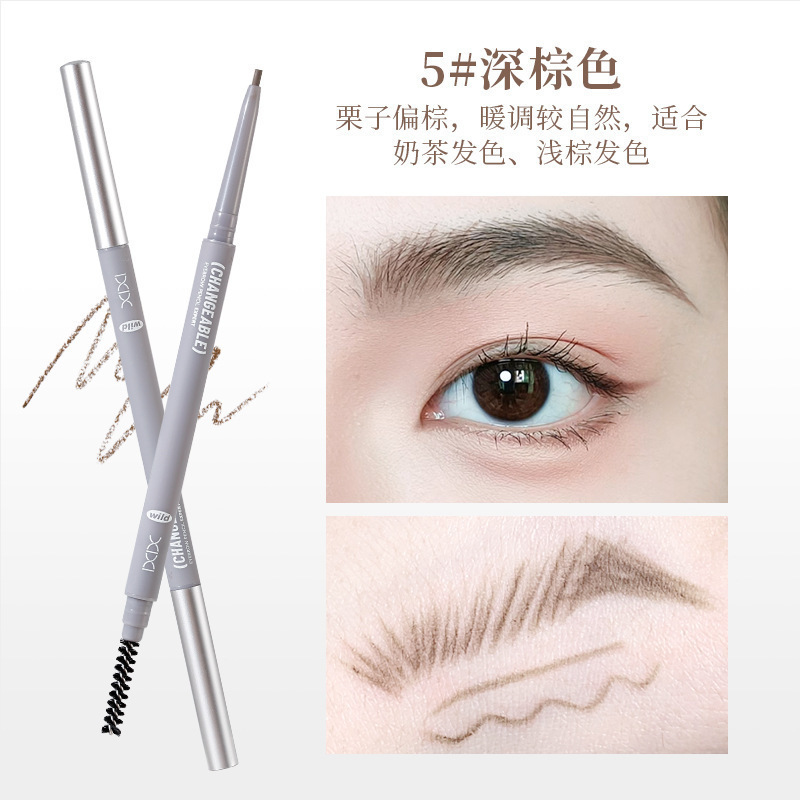Makeup xixi Stereo Outline Fog Sense Eyebrow Pen Natural Color Rendering Root and Root Waterproof Double Eyebrow Pen