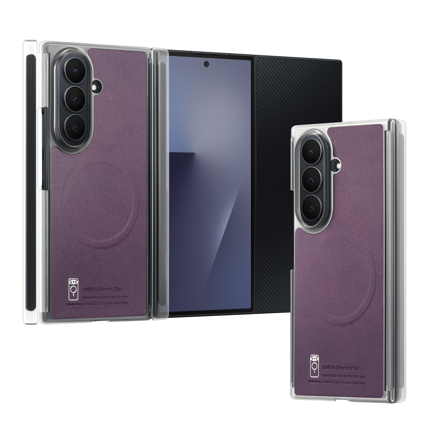 For Samsung Galaxy Z TriFold three-fold magnetic axis dual hinge ZFold8 leather protective case
