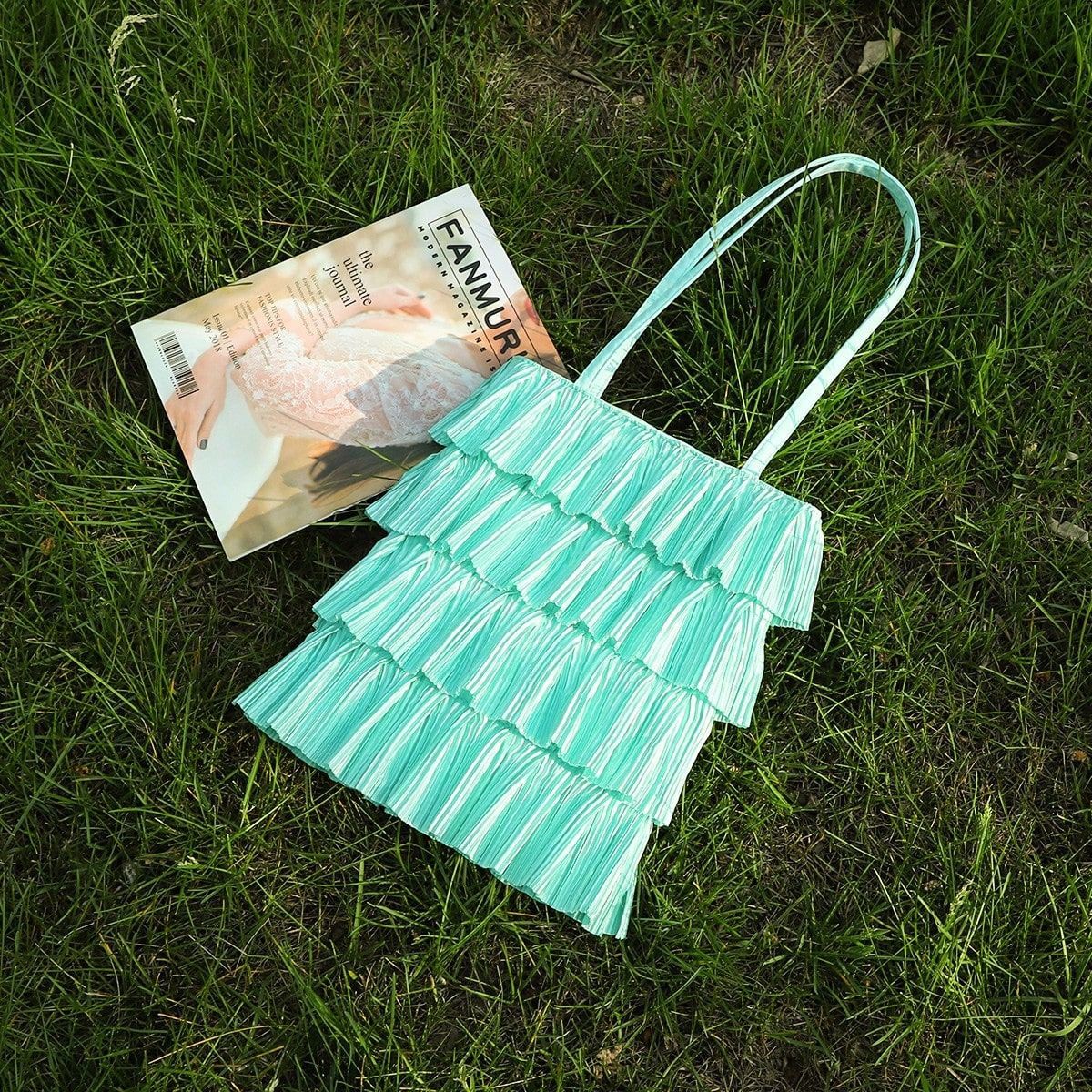 Women's Bag New Pleated Tote Bag Solid Color Tassel Cake Skirt Bag Small Fresh Underarm Shoulder Bag Crossbody