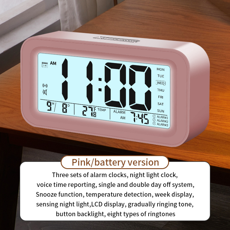 Alarm Clock Desktop Electronic Clock Touch Bedside Voice Clock Thermometer Modern Simple