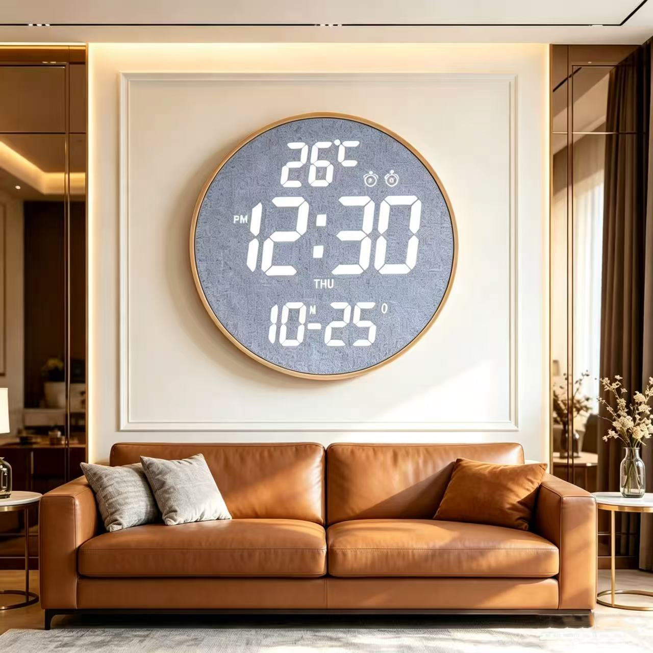 Factory-sold wifi wall clock, RGB electronic perpetual calendar, automatic time-setting, office living room digital clock, APP smart alarm clock