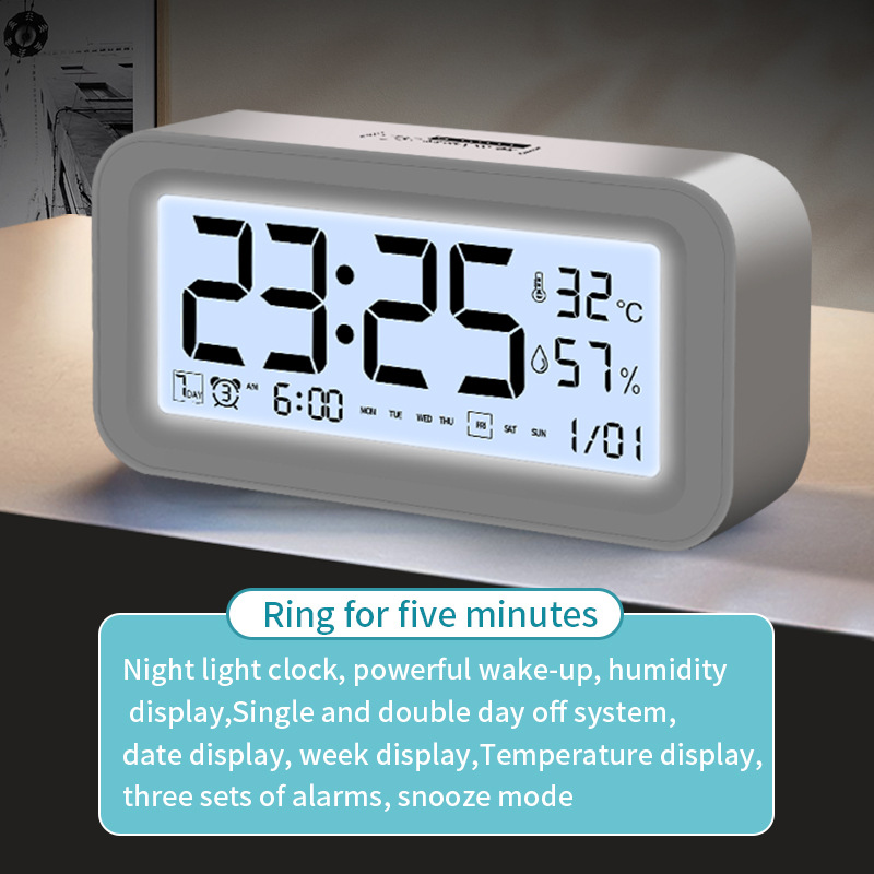 Student Alarm Night Light Desktop Electronic Clock Table Digital Smart Wake Up Alarm Clock