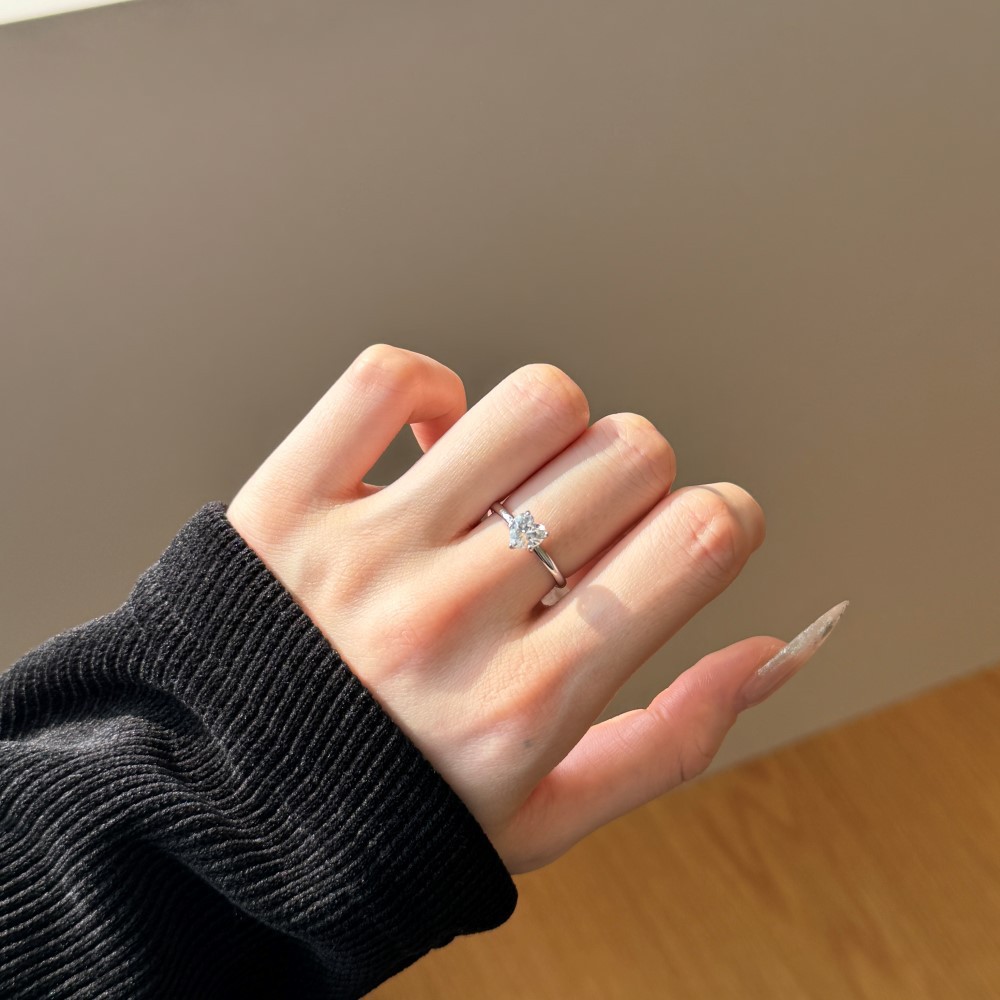 S925 sterling silver ring for women, love main stone carat wedding ring women's hand accessories