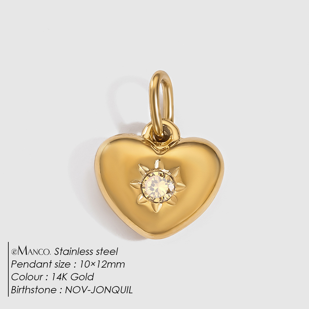 eManco 14K Gold Plated Rhinestone Love Small Pendant Handmade DIY Necklace Bracelet Earrings Jewelry Accessories Vacuum Plating