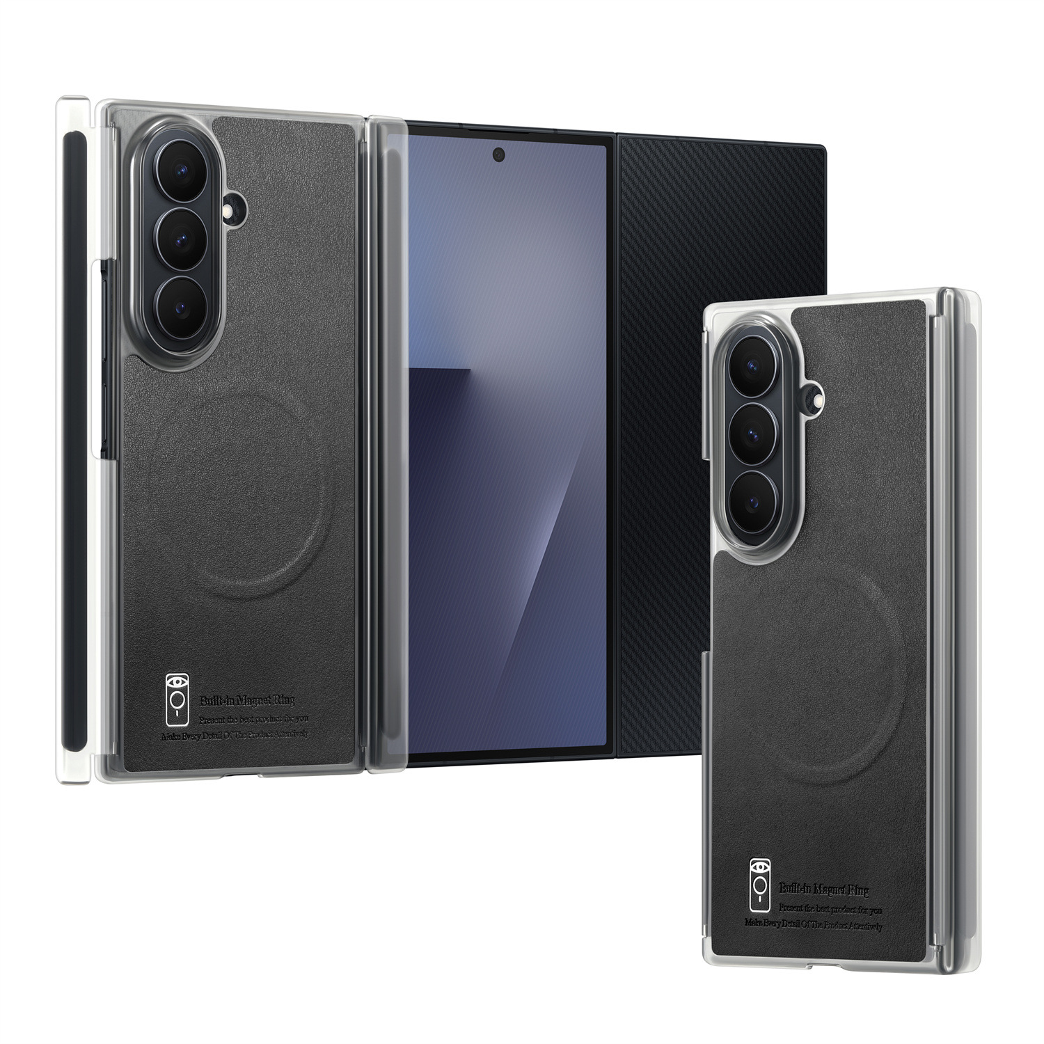 For Samsung Galaxy Z TriFold three-fold magnetic axis dual hinge ZFold8 leather protective case