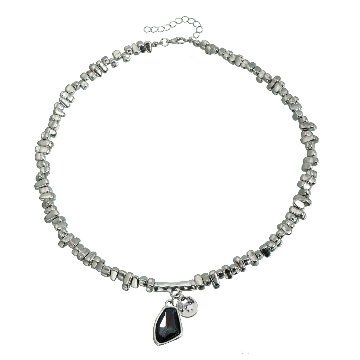 Accessories Elegant Faceted Metallic Shiny Pendant Necklace for Women Necklace Set
