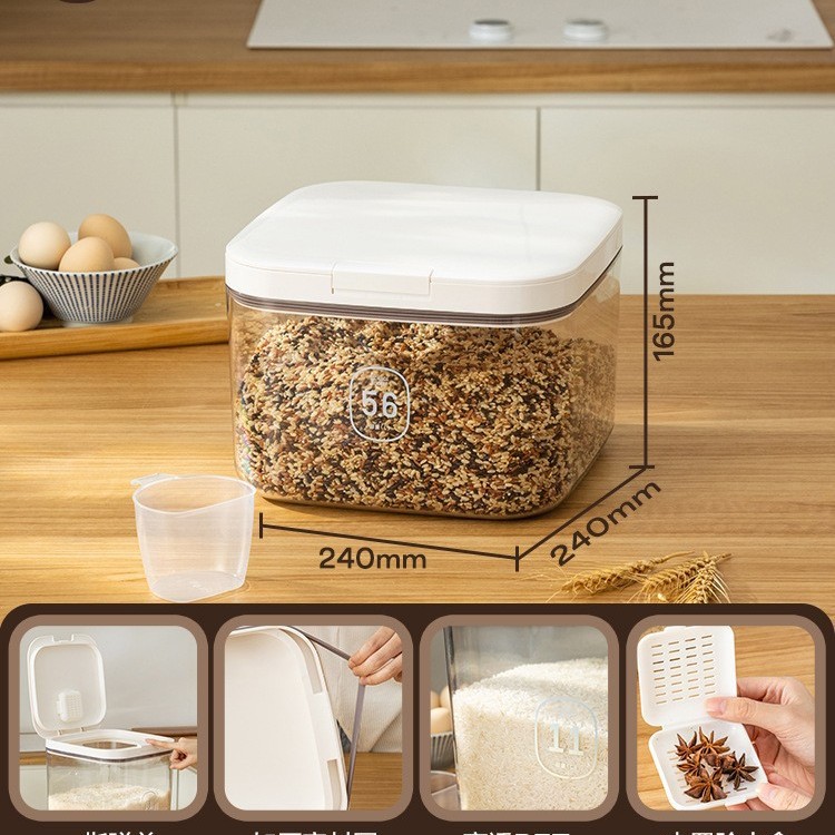 Flour Bucket with Flip Lid, Food-Grade Storage Airtight Container, Rice Bucket, Flour Bucket, Insect-Proof and Cat Food Storage Container