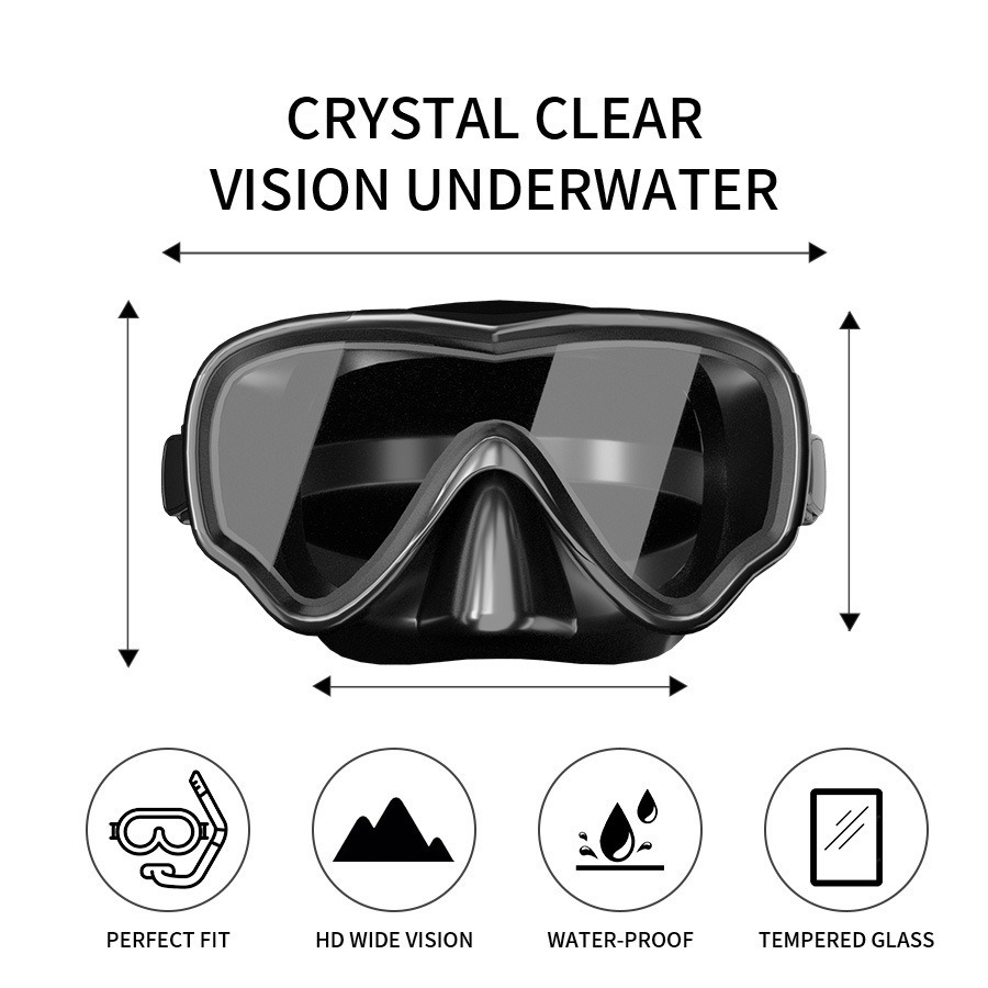 JUNHAIINS diving mask snorkel set for men and women adult large frame silicone diving mask