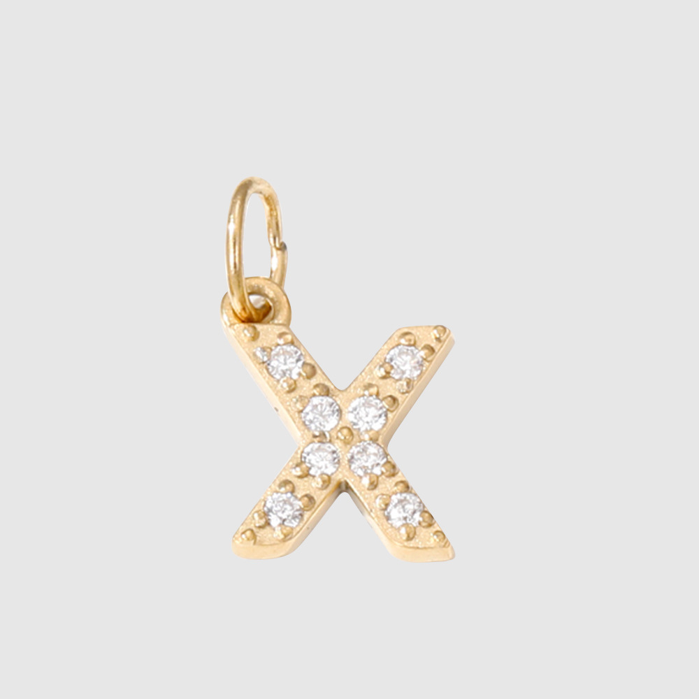 eManco Full Diamond Stainless Steel Jewelry Accessories Letter Single Pendant DIY Zircon Necklace Bracelet Charm