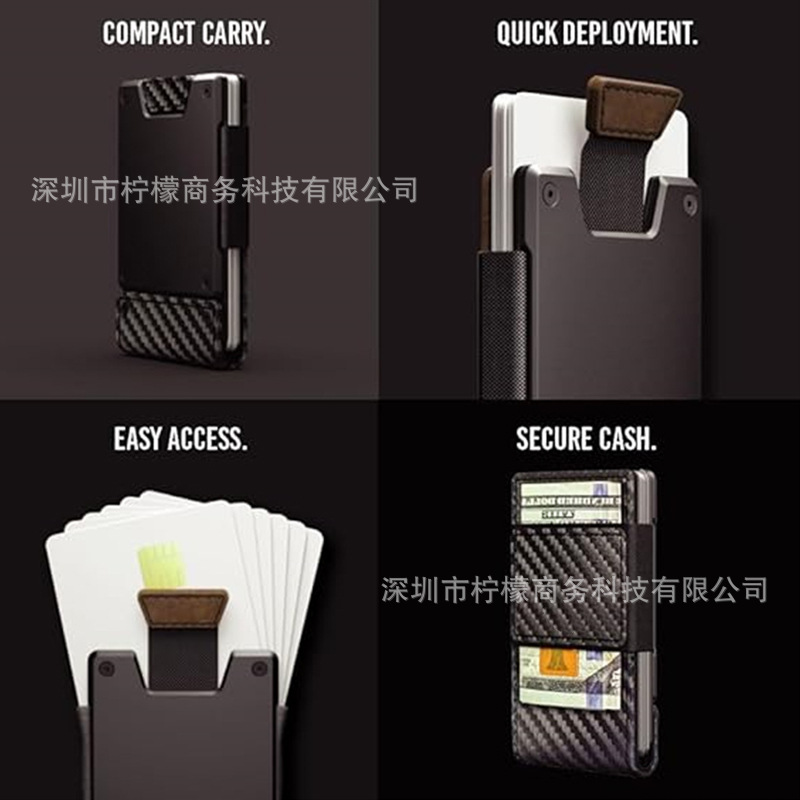 Metal Business Leather Card Holder Pull-out Aluminum Alloy RFID Anti-theft Card Sleeve Ultra-thin Card Clip