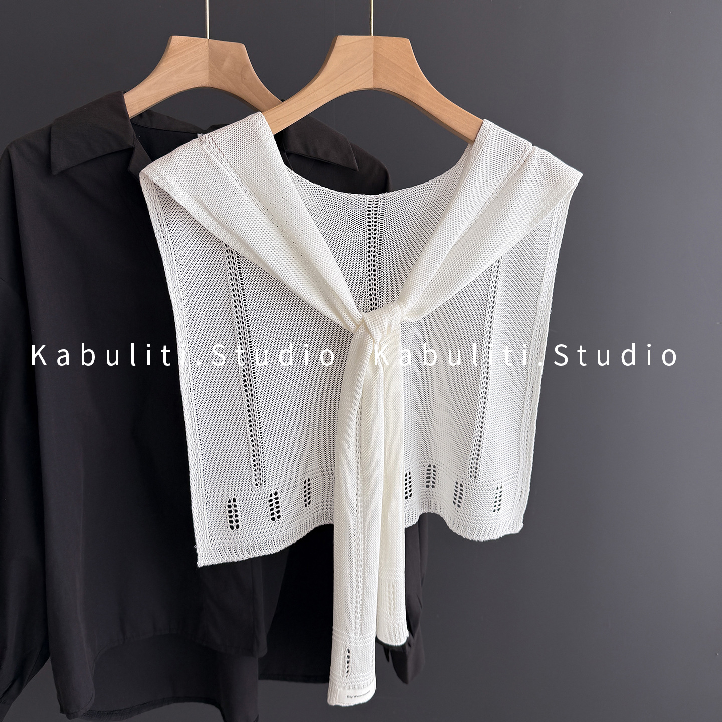 Outerwear knitted small shawl women off-white office air-conditioned room neck protection cape thin scarf matching shirt skirt