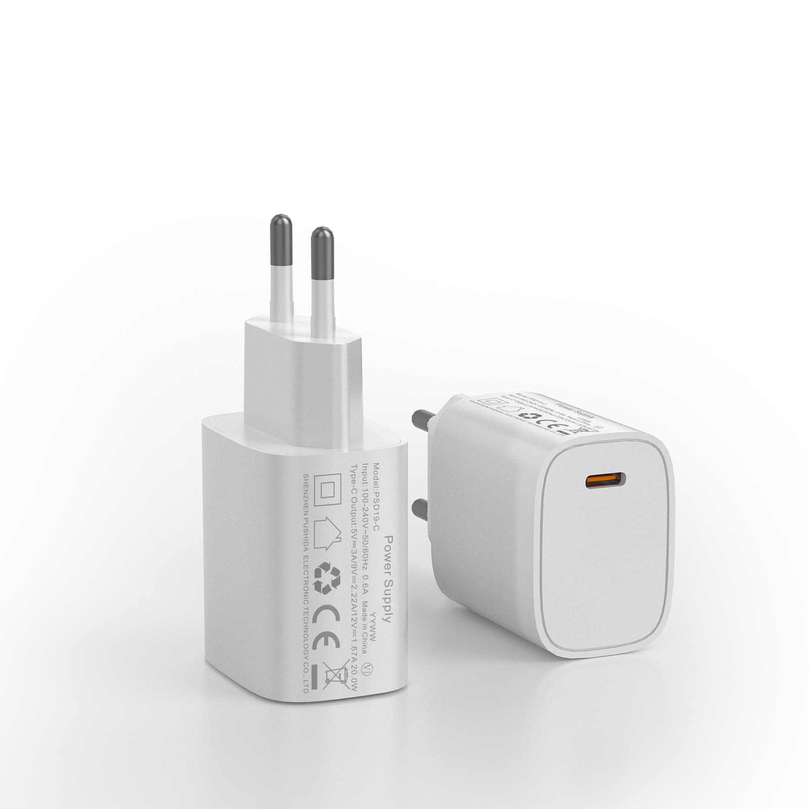 European Standard PD20W Fast Charging Head Charger Set Dual Port USB-C Compatible with Apple Huawei Xiaomi CE Certified