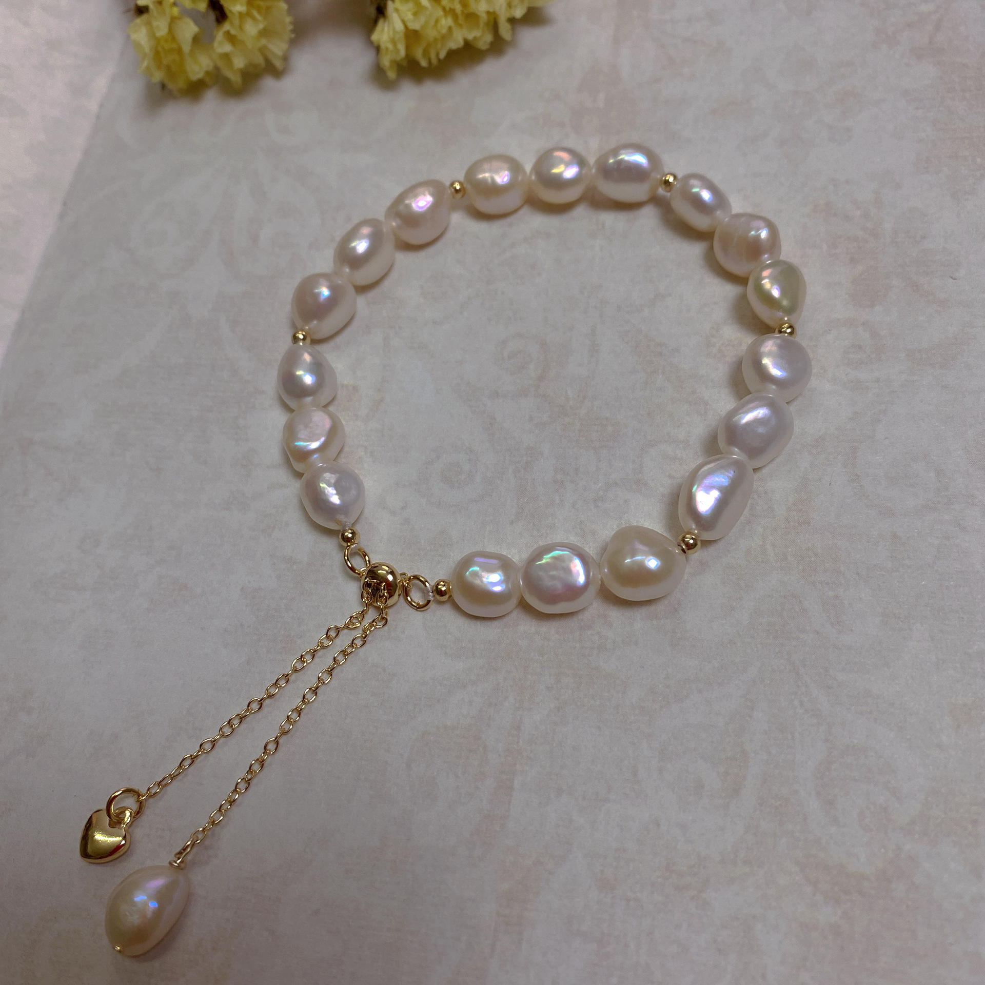 Baroque irregular pearl 14K gold-filled bracelet niche hand string gift