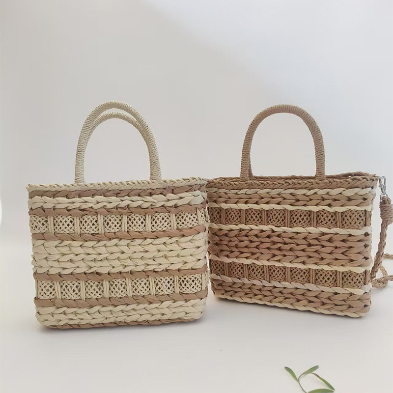 New crossbody striped woven bag casual crossbody bag handbag straw woven basket simple lightweight