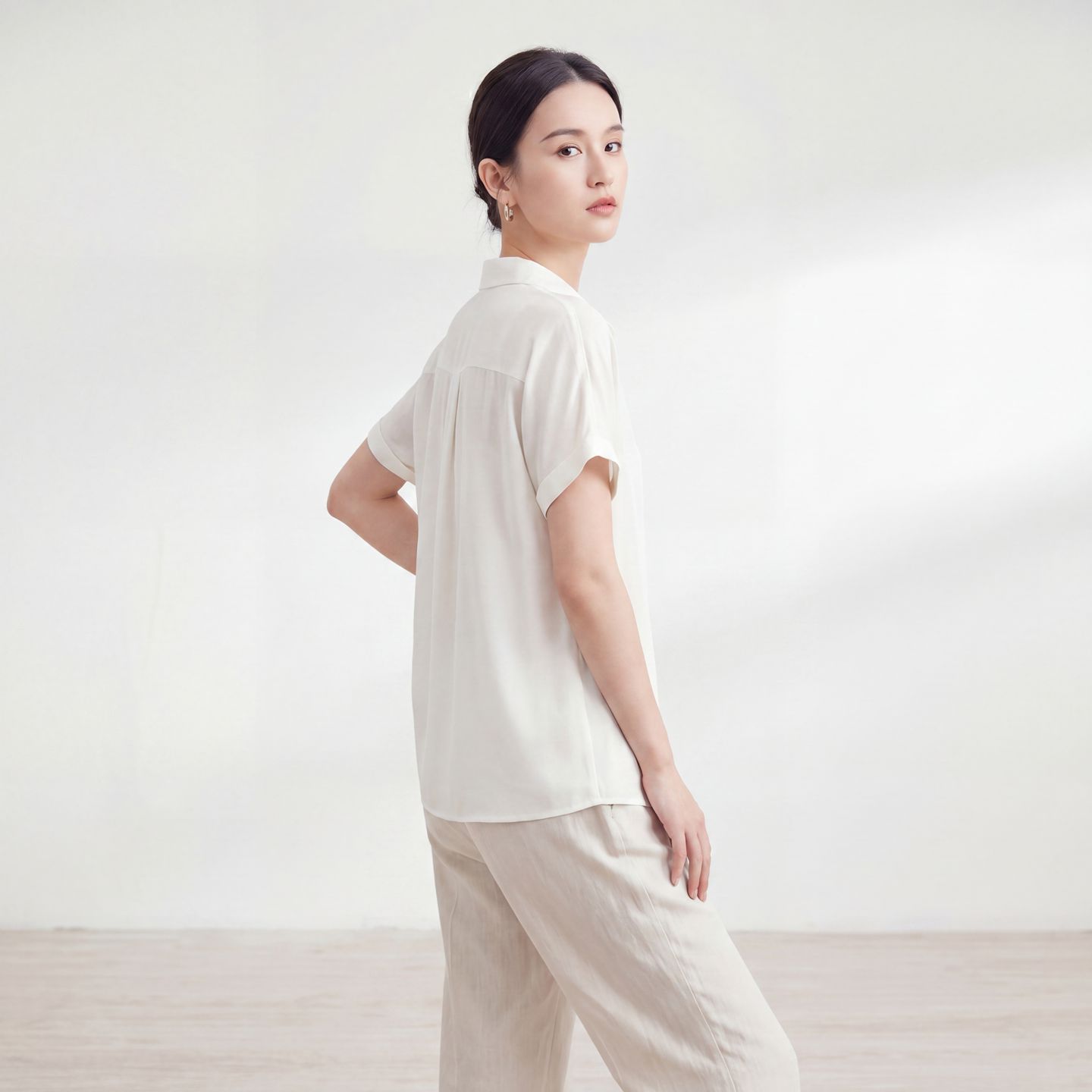 Double Crepe Silk Mulberry Silk T-Shirt for Women New Summer Solid Color Casual Short Sleeve Badminton Shirt Sports Top