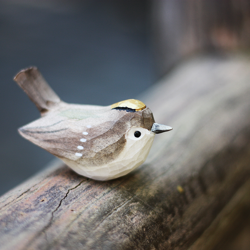 5ZW Fat Bird Wood Carving Small Bird Birthday Gift Small Fat Bird Pure Handmade Solid Wood Desktop Ornament