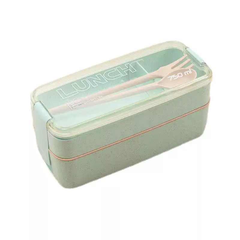 Japanese-style kawaii student lunch box, bento box with compartments, microwave-safe, fruit salad, office workers' light meal box