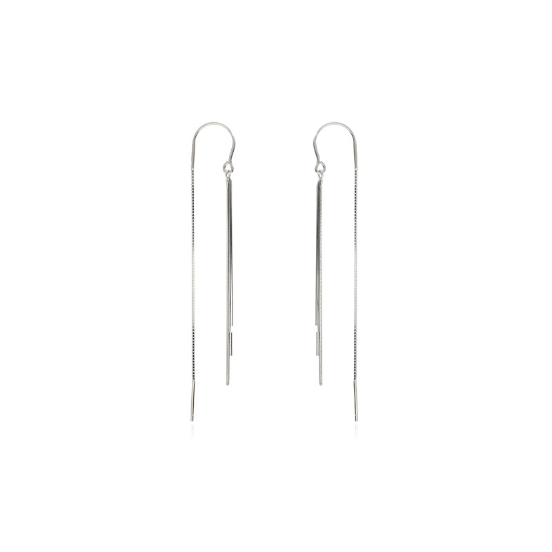 Round Face Ear Chain for Women Long Snake Bone Chain Tassel Earrings