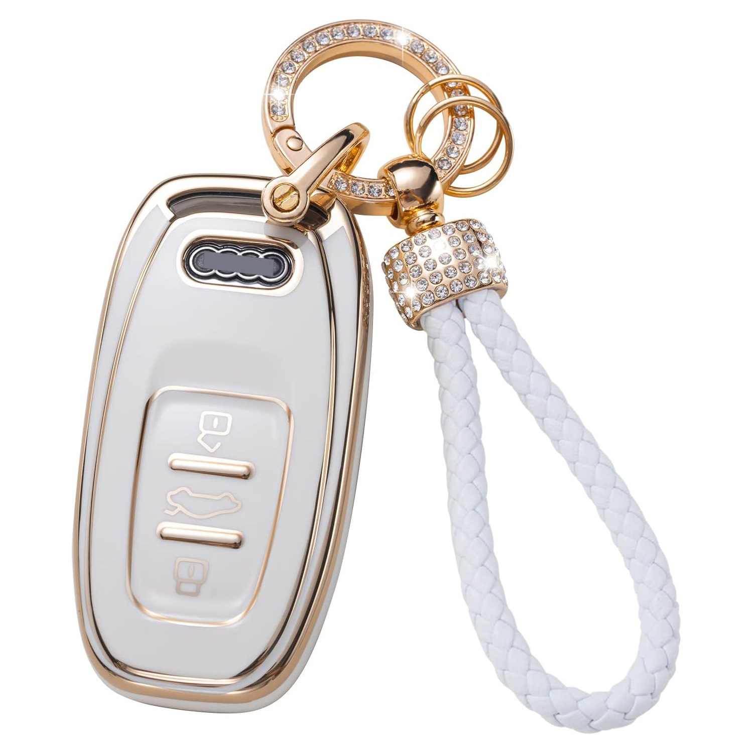Gold Edge Car Key Case Car Key Bag Diamond Ring Pendant Keychain