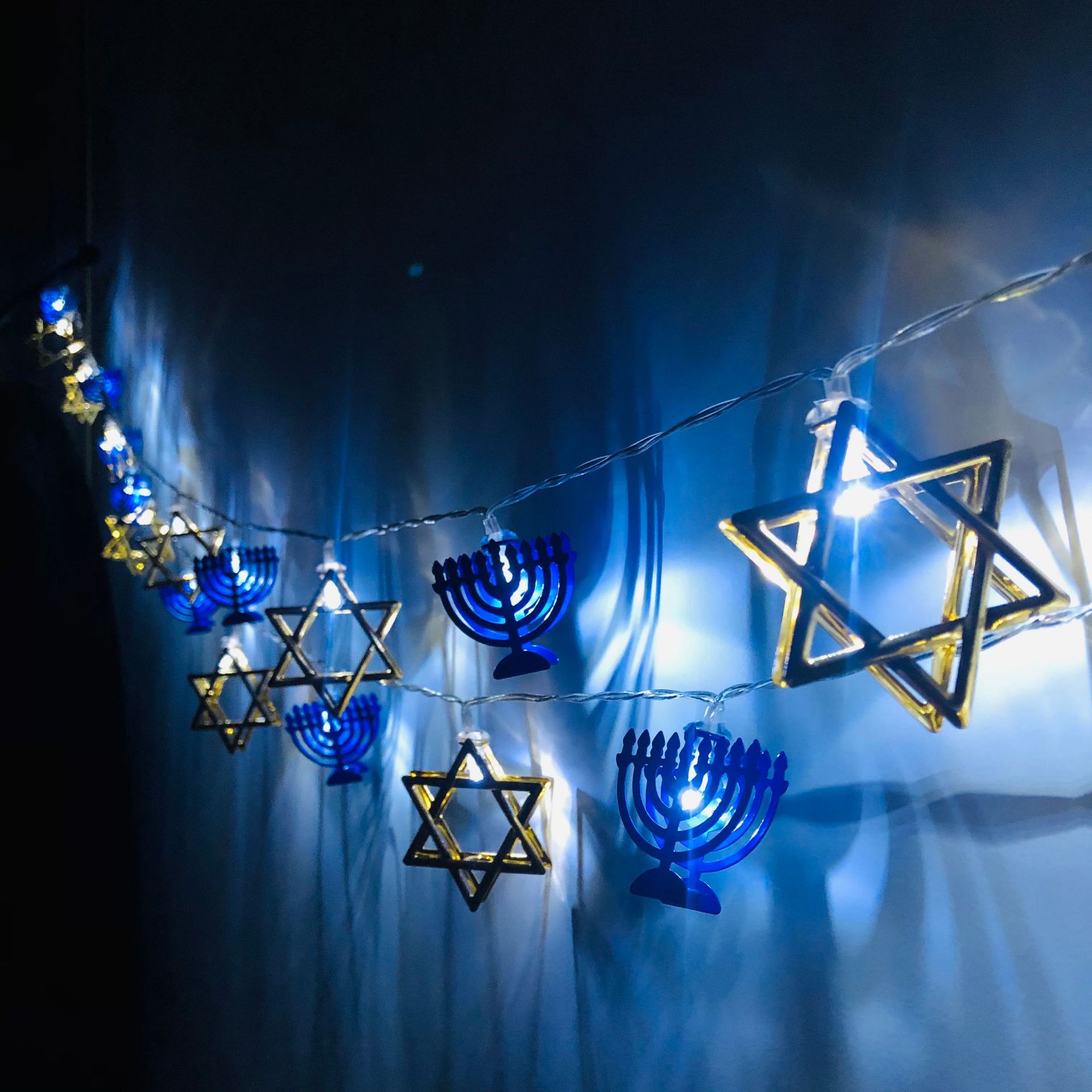 LED Menorah Star of David Light String, Hexagram Star of David Light String, Christmas Hanukkah Decorative Lights