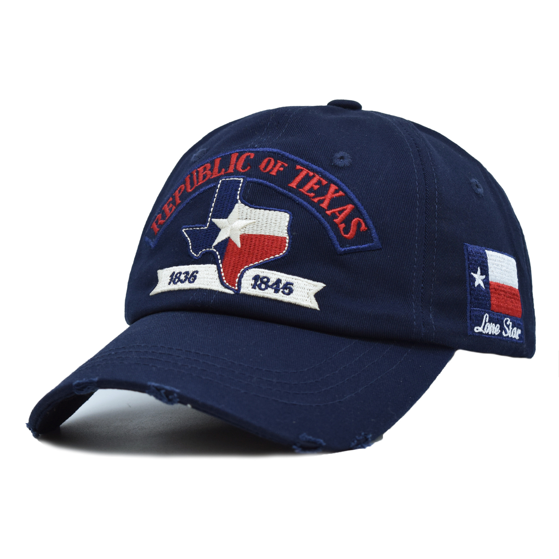 New Texas Distressed Baseball Cap Memorial Embroidered Hat Washed Sun-Protective Embroidery