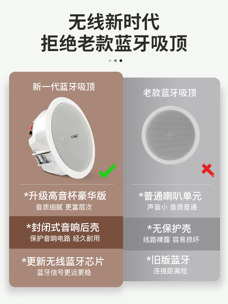 SAST S3 wireless Bluetooth ceiling audio home living room horn subwoofer surround background music wall-mounted speaker