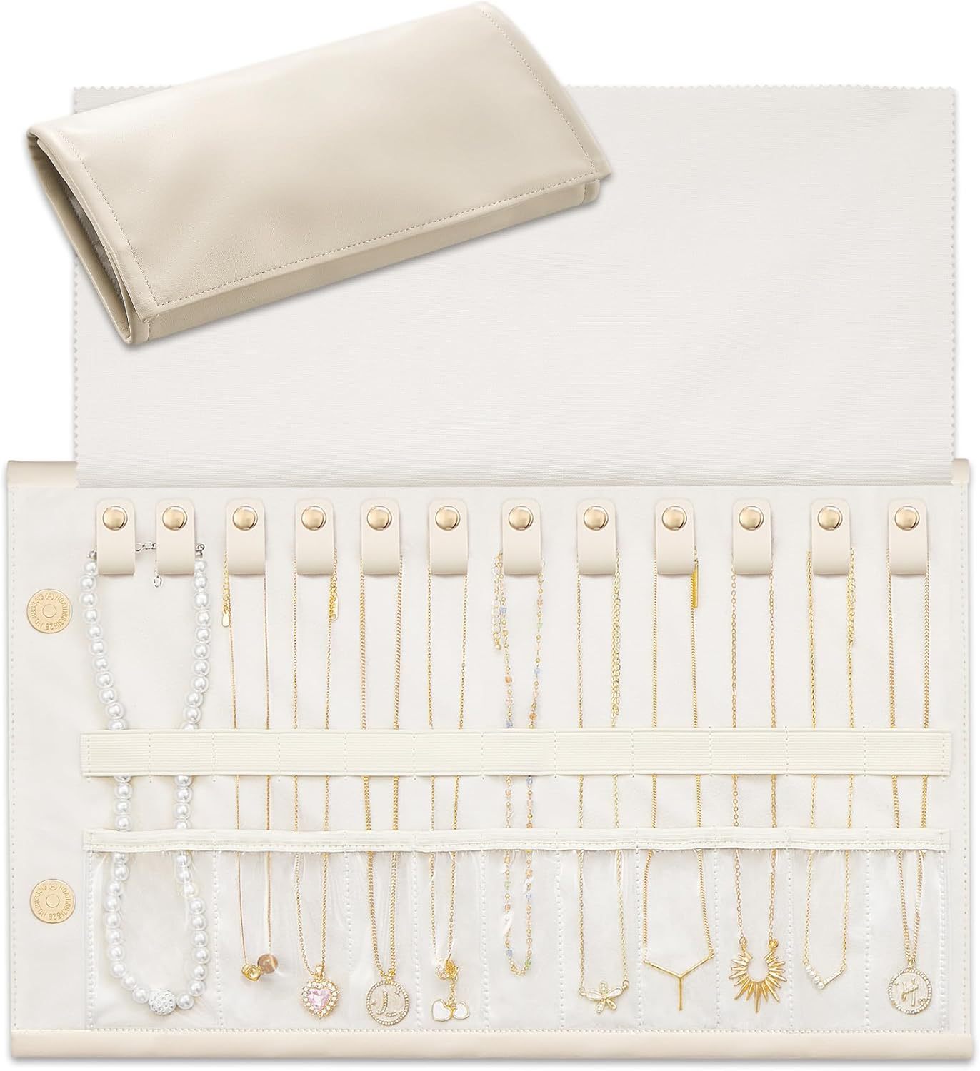 Roll-up Jewelry Storage Bag Anti-oxidation Necklace Storage Roll Cloth Folding Earring Ring Storage Bag Portable