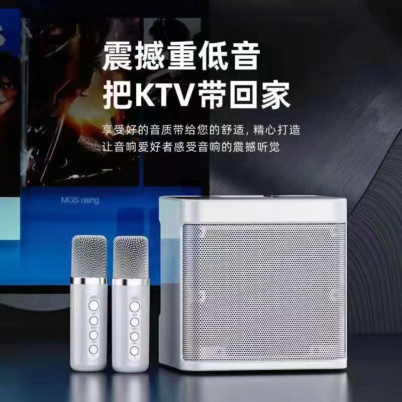 YS203K Speaker Wireless Bluetooth Sound Card Microphone All-in-One Home Outdoor KTV Speaker