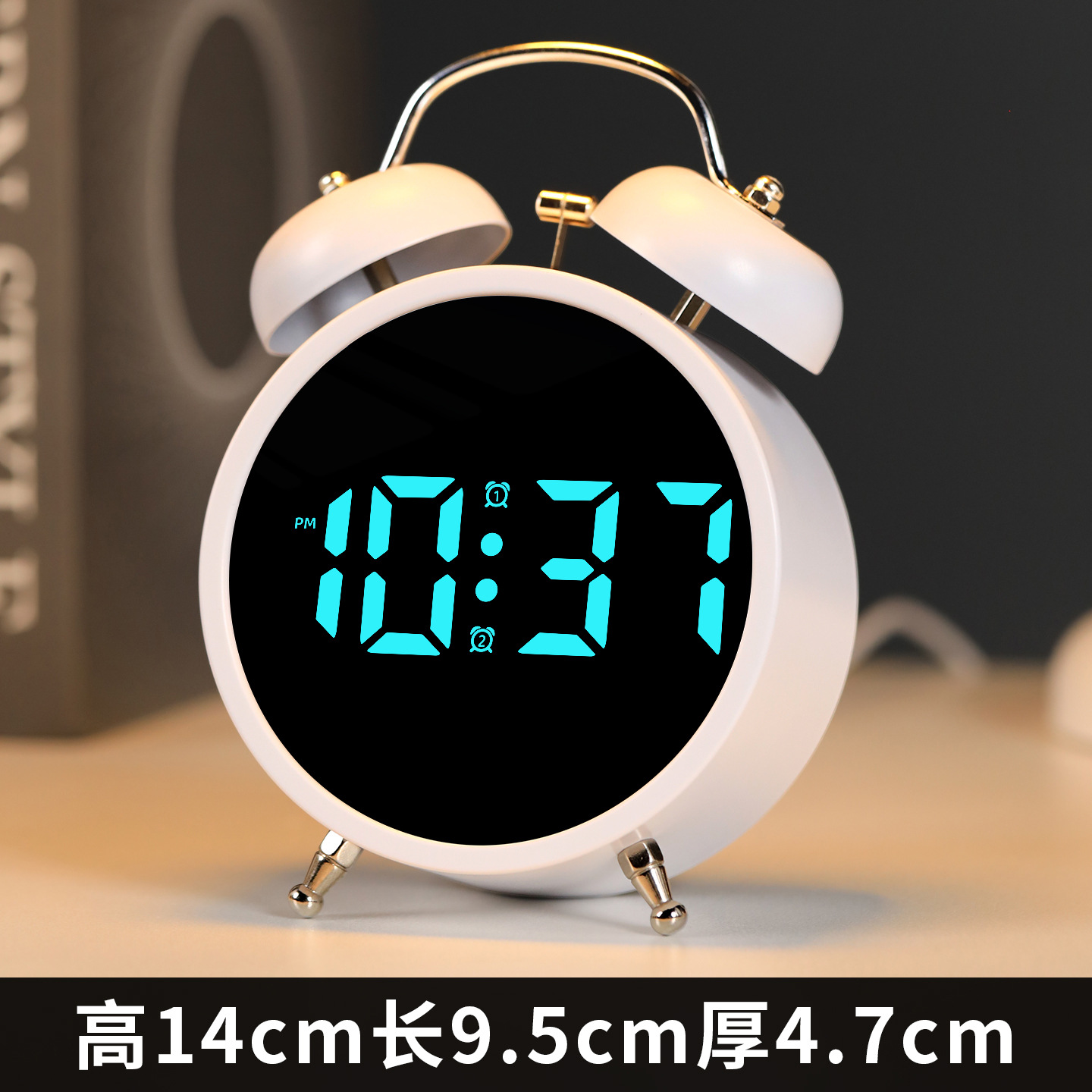 Alarm clock wake-up student special get up LED electronic display mechanical ringing super loud sound alarm