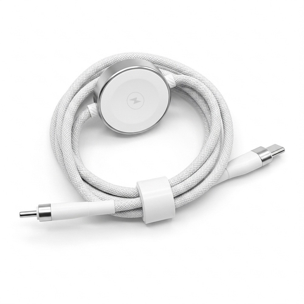 65W 2-in-1 charging cable for Apple iPhone and Watch, braided 2-in-1 data cable