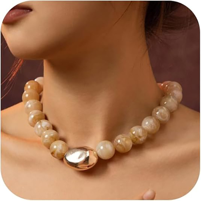 New Acrylic Colorful Beaded Necklace Exaggerated Style Women's Necklace Accessories