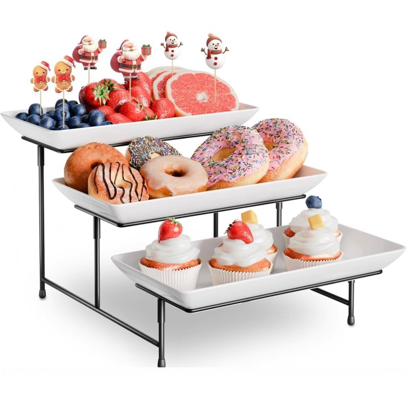 Three-tier fruit plate tray, hotel dessert stand, self-service display stand, dessert plate, multi-layer