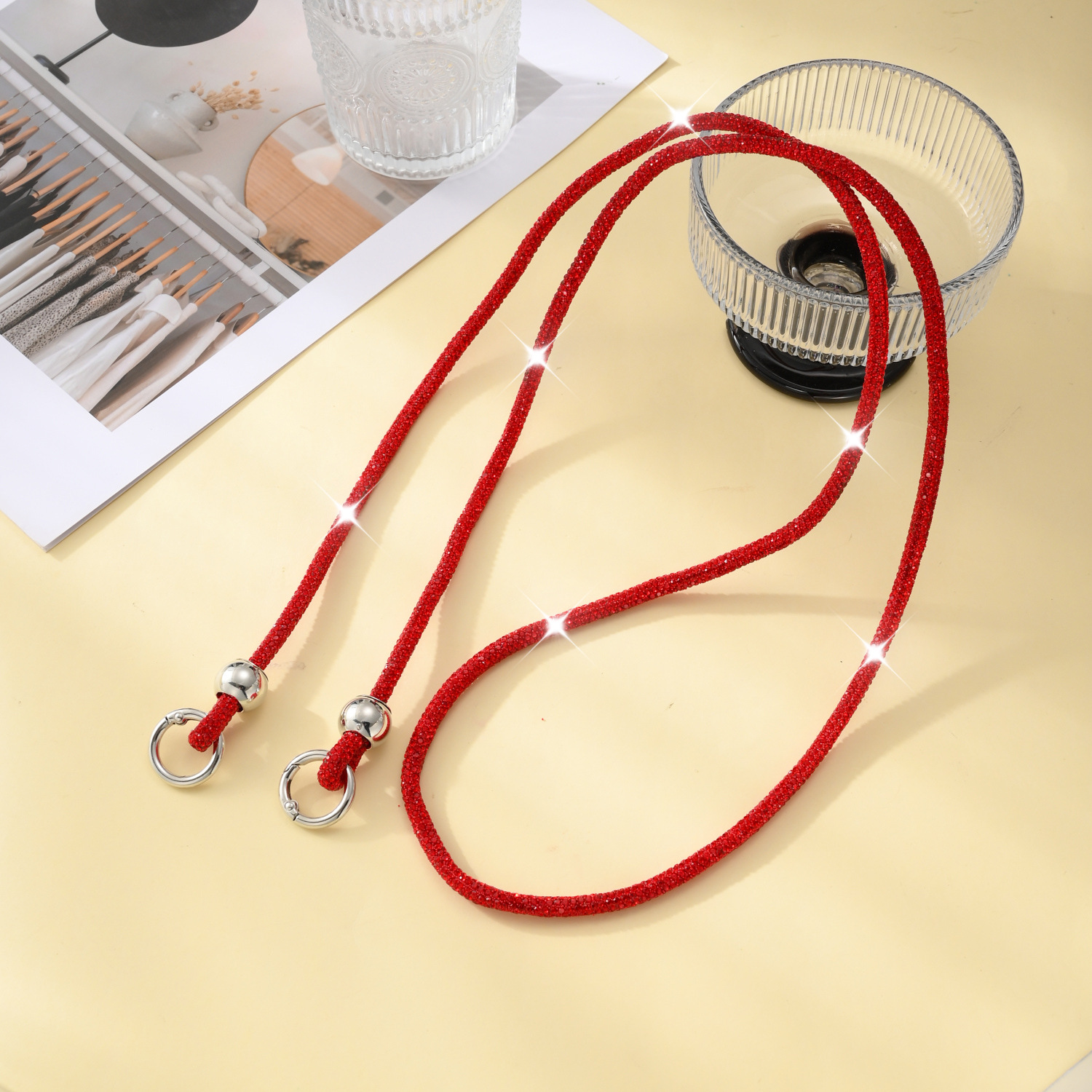 Beaded Rhinestone Crossbody Chain Luxury Diamond Long Phone Lanyard Bag Single Shoulder Chain