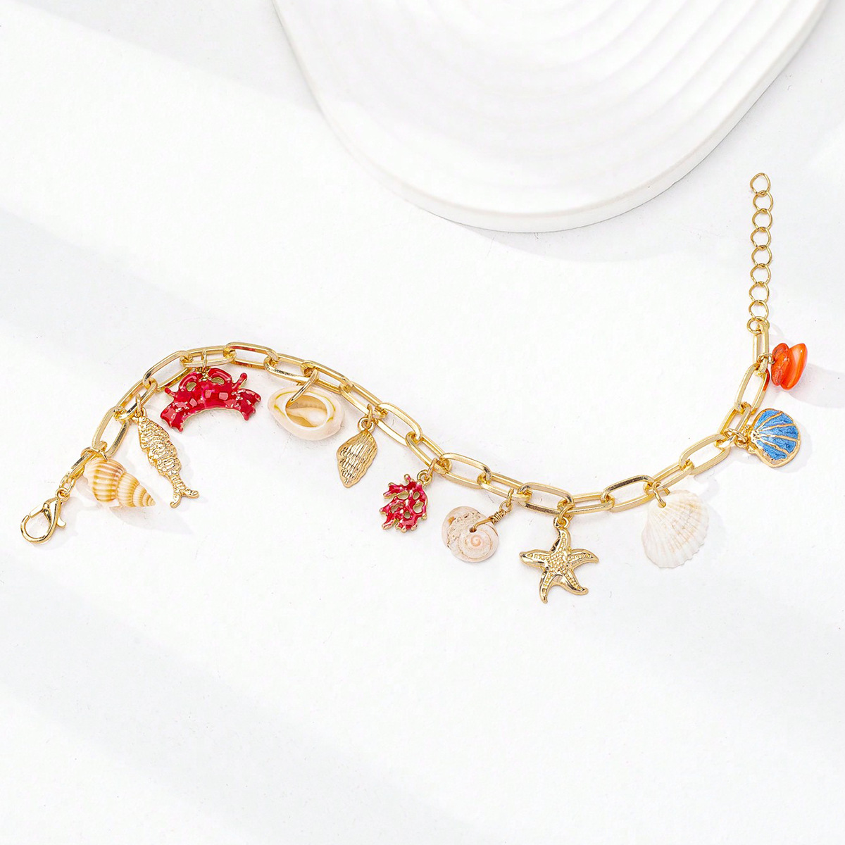 Qingdao Daiwei Accessories 1 Piece Summer Ocean Small Fish Conch Cherry Clock Pendant Bracelet Women's Jewelry Gift