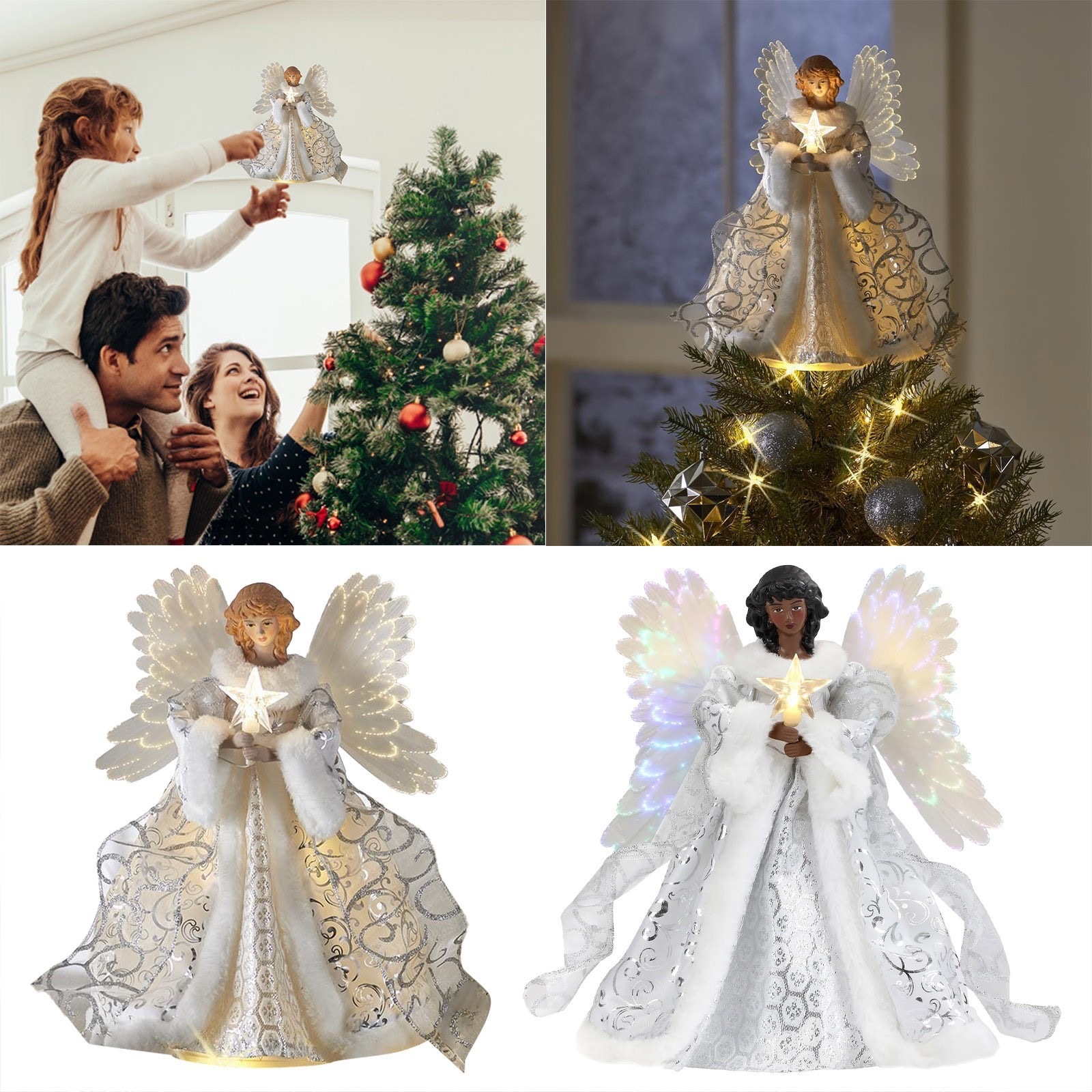 Angel Tree Topper Gold Angel Doll Tree Star Christmas Tree Top Decoration