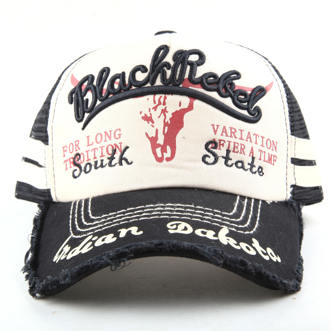 New washed mesh cap for women, summer washed bull head baseball cap, men's casual embroidered cap