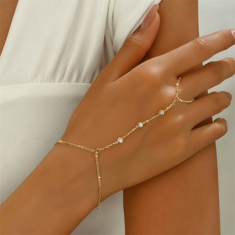 BS0007 Stainless Steel Hand Back Chain Open Ring Bracelet Integrated Women's Jewelry Bracelet Accessory