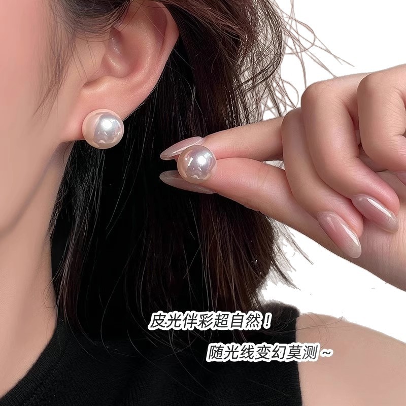 999 Pure Silver Silver Needle Baby Tiannu Aurora Swarovski Pearl Earrings for Women Large Pearl Earrings Ear Accessories
