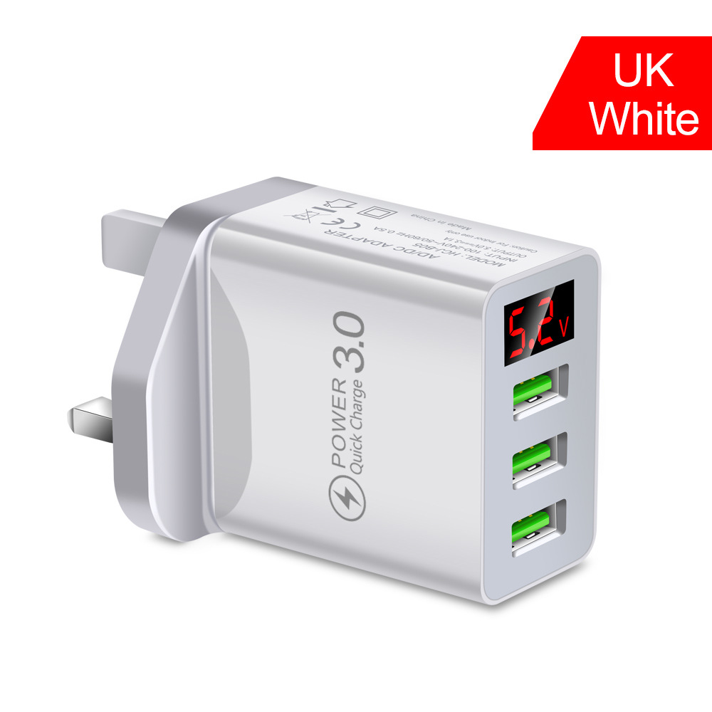 3USB Display Phone Charger EU US UK Plug Wall Charger Travel Charger