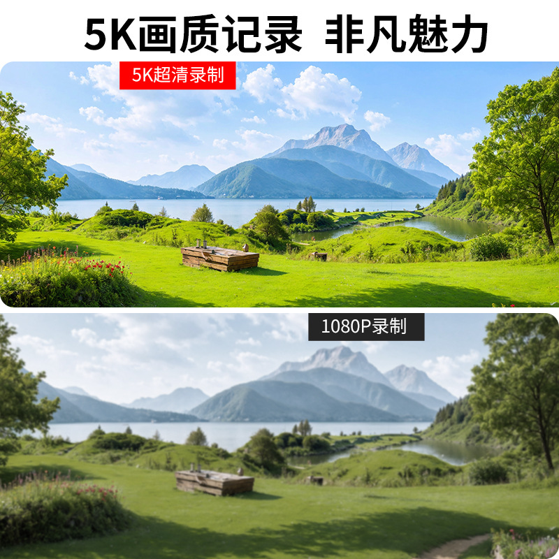 5K ultra-clear thumb camera pocket sports camera rotating lens face recognition tracking outdoor travel handheld