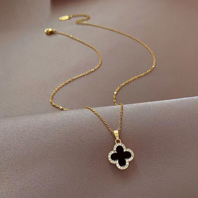 Four-leaf clover summer fragrance necklace single-sided锁骨 student version