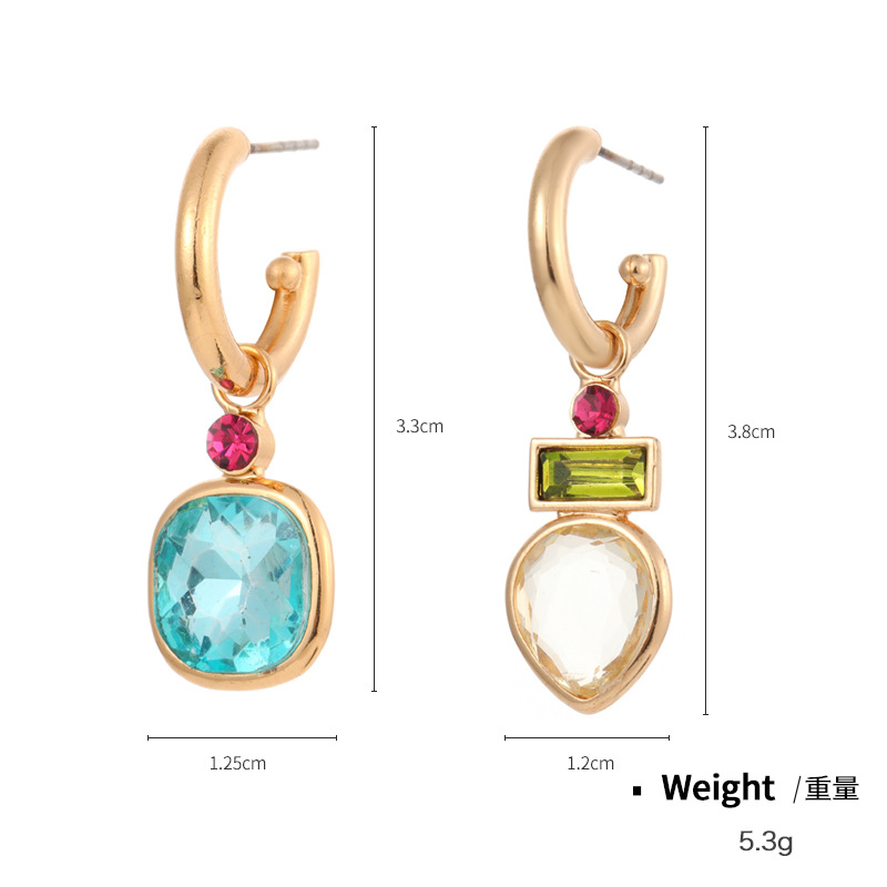 Kenjie faceted crystal bezel gold-plated hoops earrings for women geometric hoop earrings