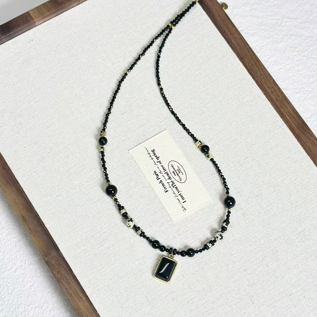 Original Design Extended Sweater Chain Black Spinel Agate Beaded Necklace Crystal Freshwater Pearl Lapis Lazuli Necklace
