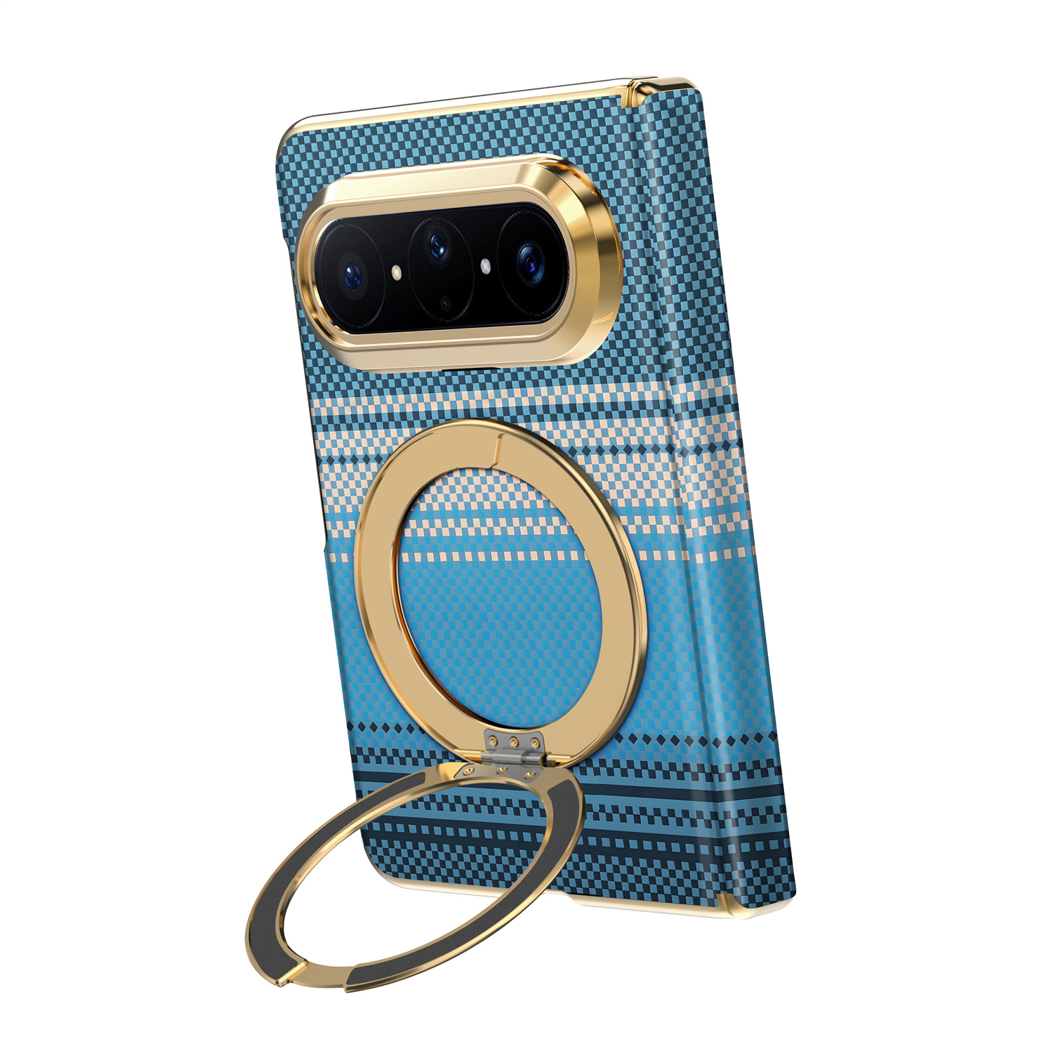 For Huawei Pura XMax left-right flip folding screen magnetic rotating stand case Kevlar texture protective case