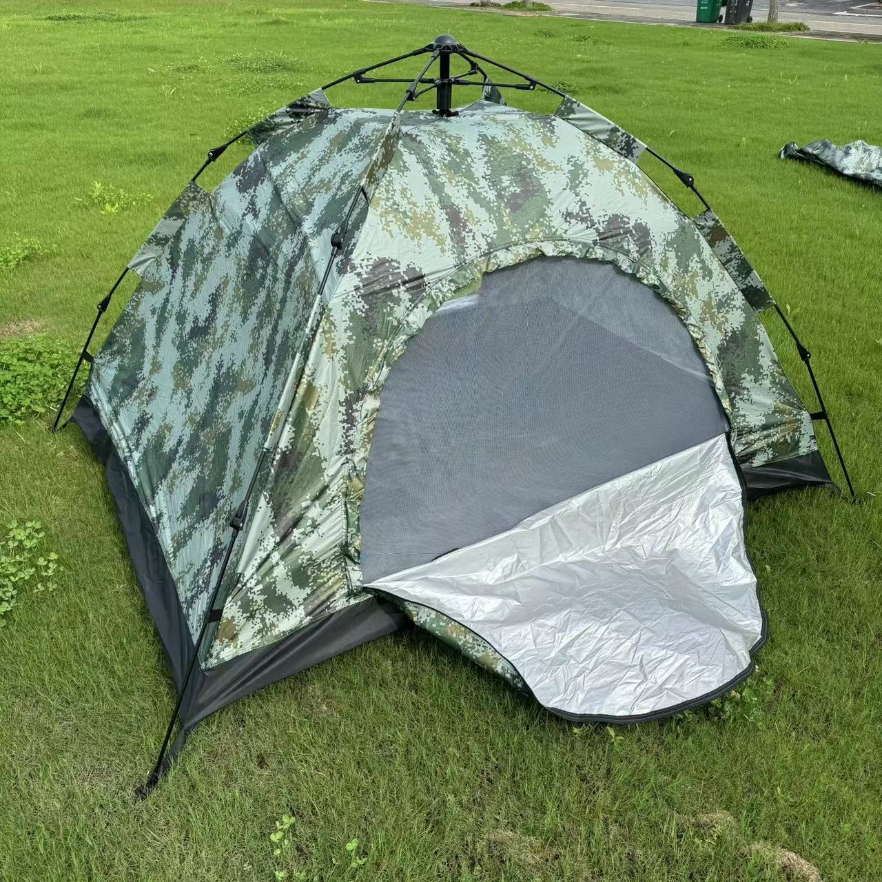 Outdoor tent, automatic portable camping beach tent, double-layer folding quick-open no-setup tent
