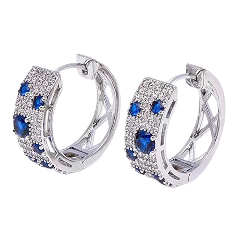 Sapphire blue zircon earring women diamond-like ear hoop earring new