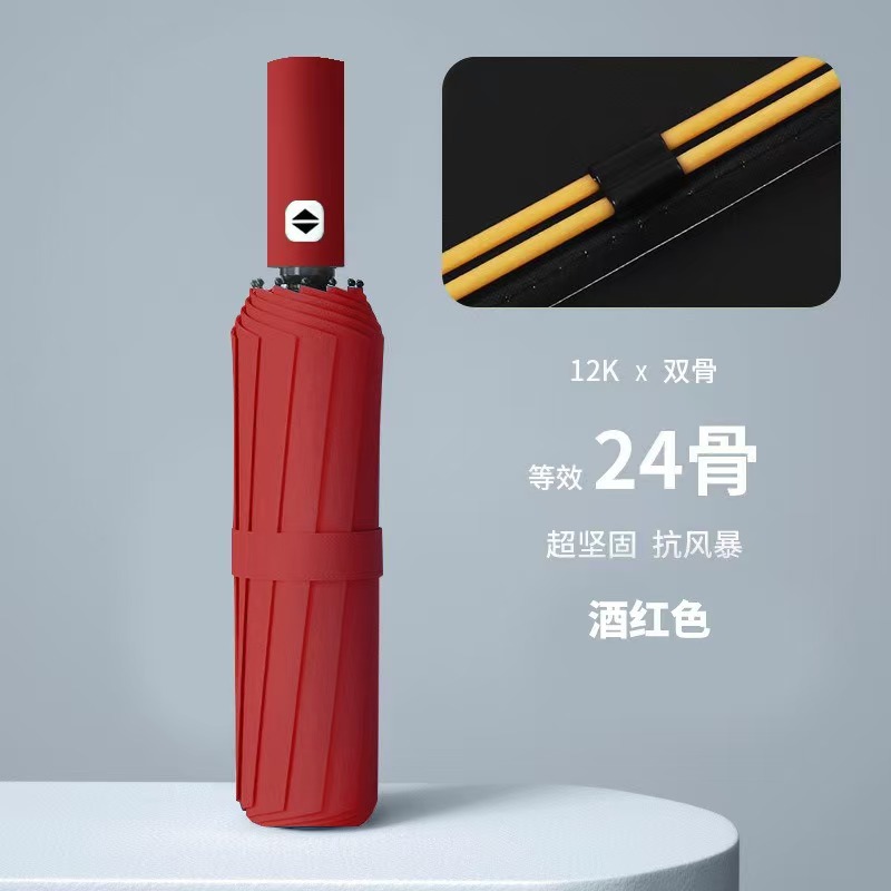 【②④骨自动伞】*酒红色
