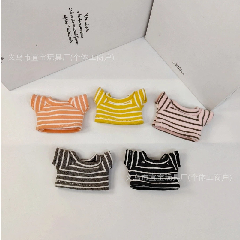 Long Leg KT 10-17cm Doll Clothes Cotton Doll Plush Toy Striped Brushed T-shirt Bag Pendant Matching Accessory Decoration Doll Clothes